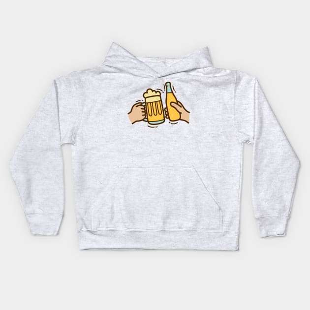 Beer Drink Cheer Kids Hoodie by Visualism